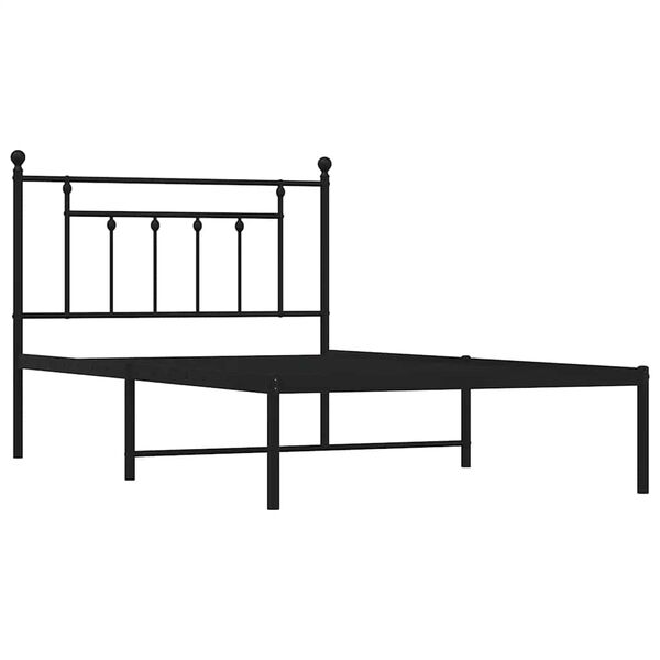 vidaXL Bed Frame Black Steel Twin Bed Frame Rectangular Industrial