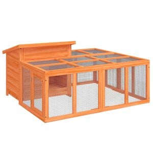 vidaXL Rabbit Hutch Brown Solid pine wood 57.1 x 48.4 x 26.6 in Durable