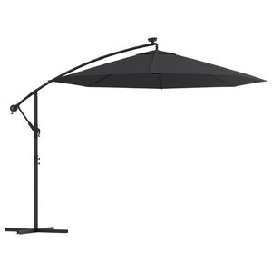 vidaXL Cantilever Garden Parasol Black Polyester fabric, steel pole Large