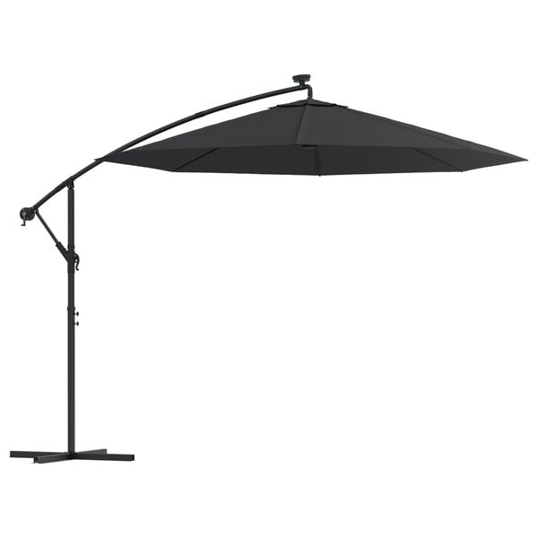 vidaXL Cantilever Garden Parasol Black Polyester fabric, steel pole Large