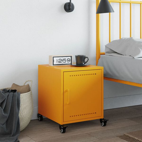 vidaXL Bedside Cabinet Mustard Yellow Cold-rolled steel Small