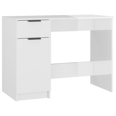 vidaXL Desk High Gloss White 39.4"x19.7"x29.5" Engineered Wood