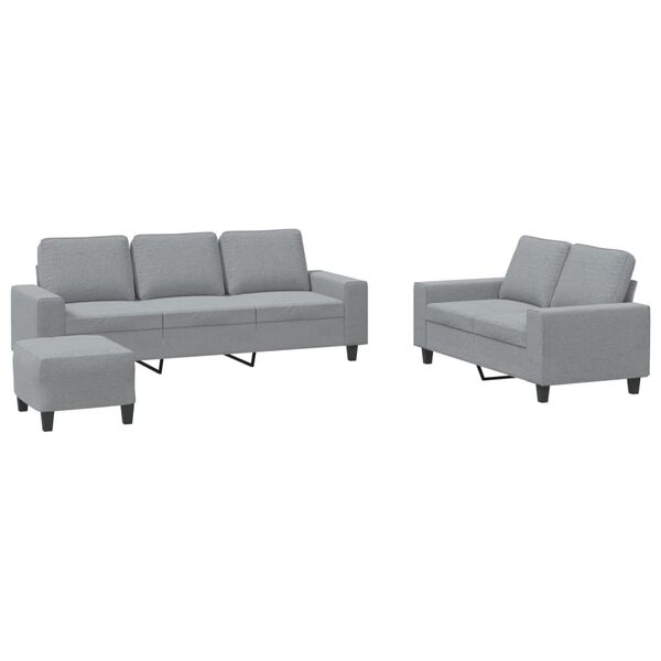 vidaXL 3 Piece Sofa Set Light Gray Fabric