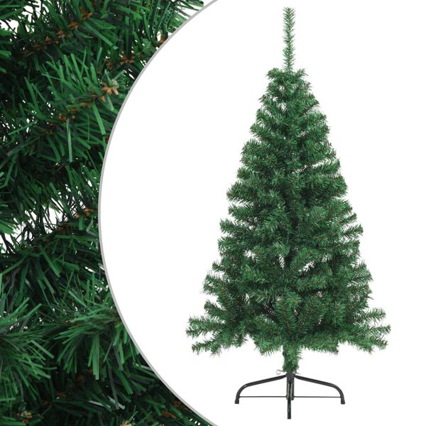 vidaXL Artificial Half Christmas Tree Green PVC Medium Foldable