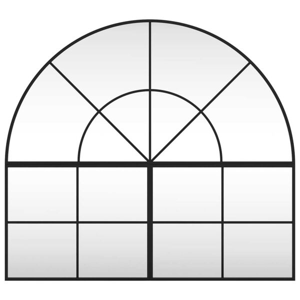 vidaXL Wall Mirror Black Glass with Powder-Coated Iron Frame Medium