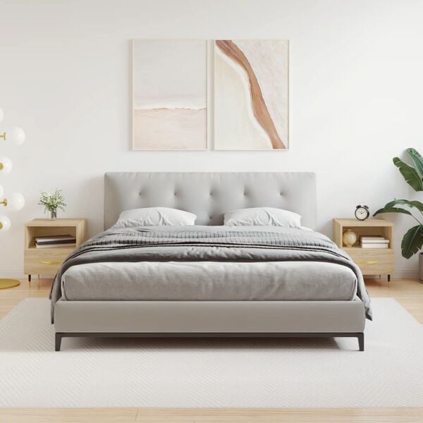 vidaXL Nightstand Set of 2 Sonoma Oak Engineered Wood, Iron