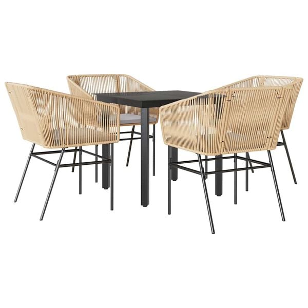 vidaXL Garden Dining Set Brown, Black, Light Grey