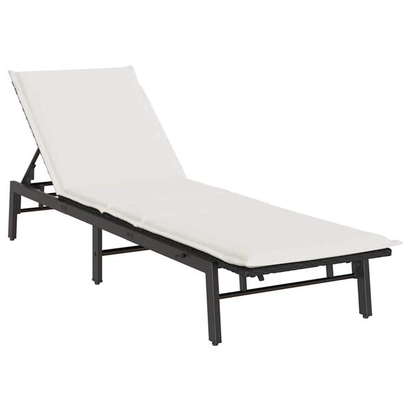 vidaXL Sun Lounger Black PE rattan Standard Sun Lounger Rectangular