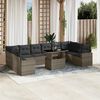 vidaXL Garden Sofa Set Grey PE Rattan Modular Adjustable Armrests