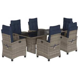 vidaXL Garden Dining Set Grey, Navy Blue