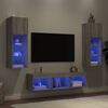 vidaXL 5 Piece TV Wall Units with LED Gray Sonoma Engineered Wood