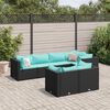 vidaXL Patio Lounge Set Set of 7 Black PE rattan 7 Piece Set Modular