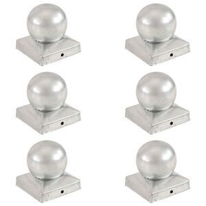 vidaXL Post Caps 6 pcs Globe Final Galvanised Metal 3.58x3.58"