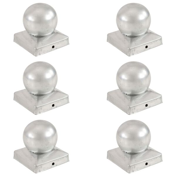 vidaXL Post Caps 6 pcs Globe Final Galvanised Metal 3.58x3.58"