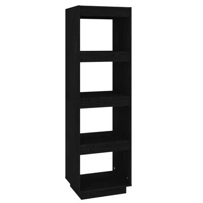 vidaXL Book Cabinet/Room Divider Black 15.7"x13.8"x53.1" Solid Wood Pine