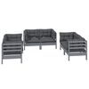 vidaXL Garden Lounge Set Grey Solid pine wood, fabric (100% polyester)
