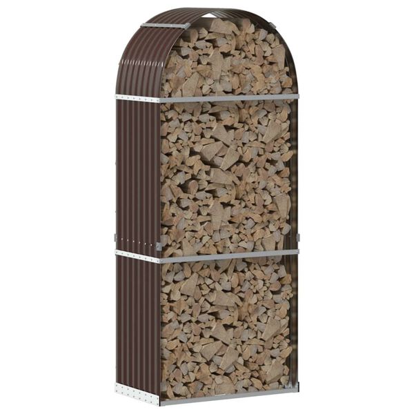 vidaXL Log Holder Brown 31.5"x17.7"x74.8" Galvanized Steel