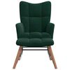vidaXL Rocking Chair With Stool Dark green Velvet, solid rubber wood, steel