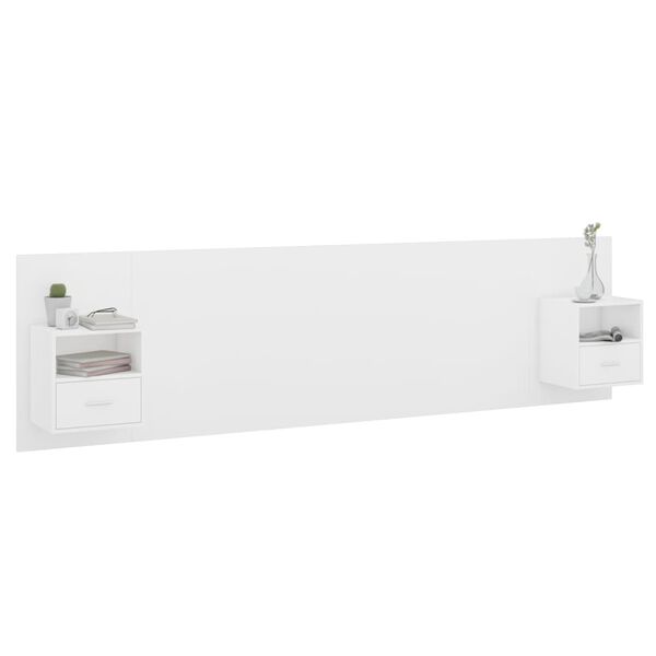 vidaXL Bed Headboard With Cabinet White Manufactured wood Large