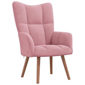 vidaXL Relaxing Chair Pink Velvet (100% polyester), solid rubber wood, steel