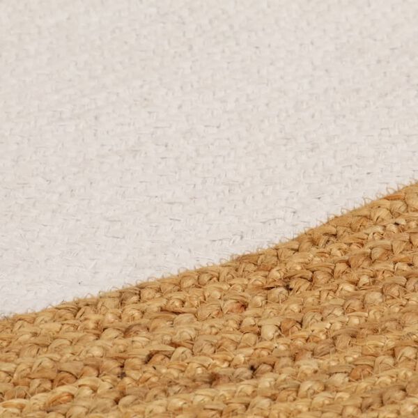 vidaXL Area Rug White and natural Jute and cotton 47.2 in diameter