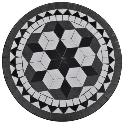 vidaXL 3 Piece Bistro Set Ceramic Tile Black and White