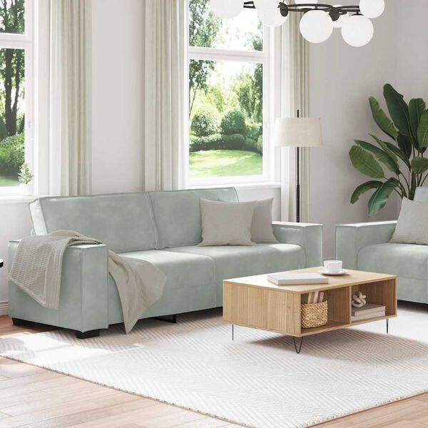 vidaXL Sofa Set Light grey Velvet 2-seater and 3-seater Sofa Set
