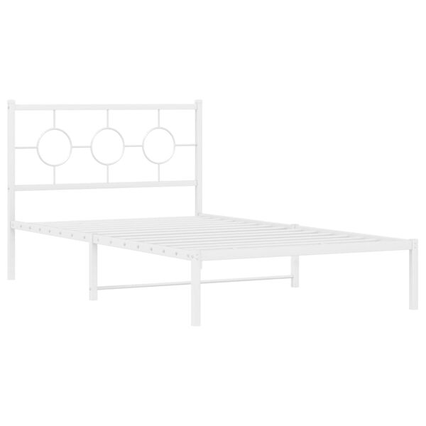 vidaXL Bed Frame White Powder-Coated Steel King Single Bed Frame