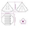 vidaXL Camping Tent Tipi 4-Person Blue Waterproof