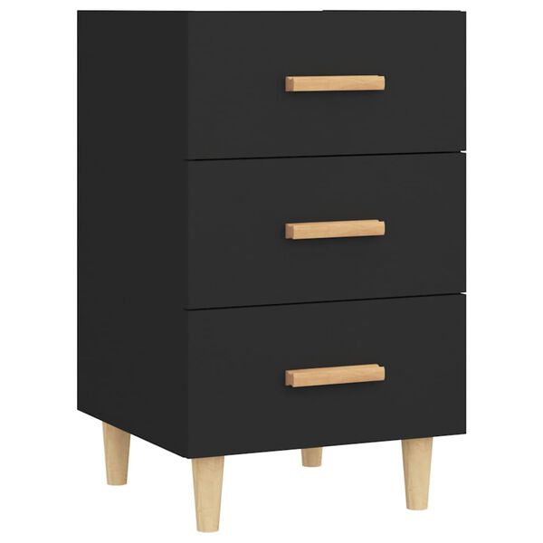 vidaXL Nightstand Black Engineered Wood Medium Nightstand Rectangular