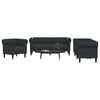 vidaXL Sofa Set Black Fabric (100% polyester), plywood, solid wood Large
