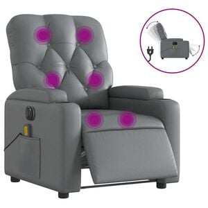 vidaXL Electric Massage Recliner Chair Gray Faux leather, metal, plywood