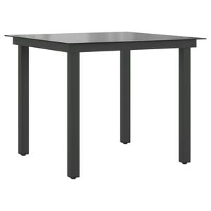 vidaXL Garden Dining Table Black Aluminum and Glass Medium Durable