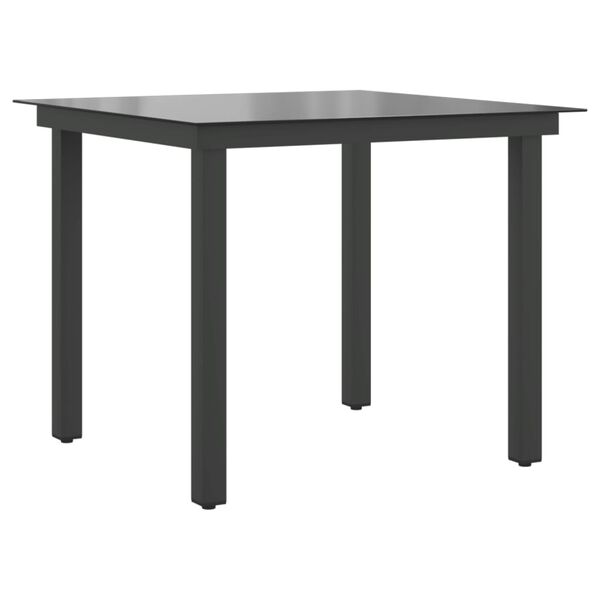 vidaXL Garden Dining Table Black Aluminum and Glass Medium Durable