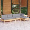 vidaXL Garden Lounge Set Grey, Pine Solid pine wood, Fabric (100% polyester)
