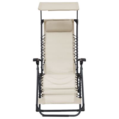 vidaXL Folding Deck Chair Textilene Cream