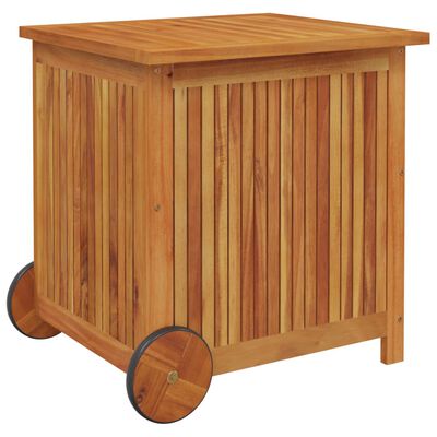 vidaXL Patio Storage Box with Wheels 23.6"x19.7"x22.8" Solid Wood Acacia
