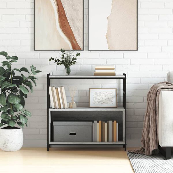 vidaXL Bookshelf Grey Sonoma Engineered Wood and Iron Standard
