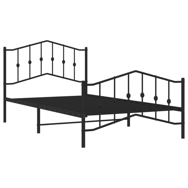 vidaXL Bed Frame Black Powder-Coated Steel 42.1 x 79.9 in Bed Frame
