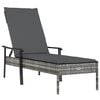 vidaXL Sun Lounger Grey PE rattan, powder-coated steel Extra Long