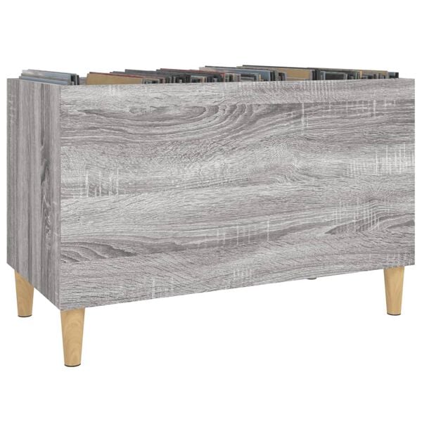 vidaXL Record Cabinet Grey sonoma Engineered wood, solid eucalyptus wood
