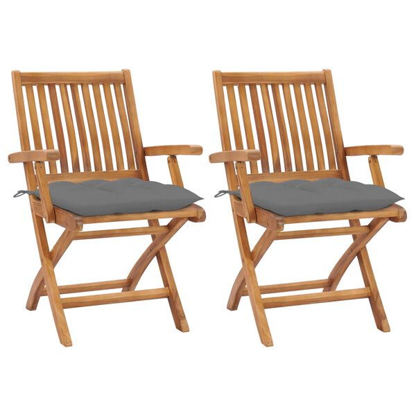 vidaXL Garden Chair Set of 2 Natural wood Teak wood Medium Collapsible