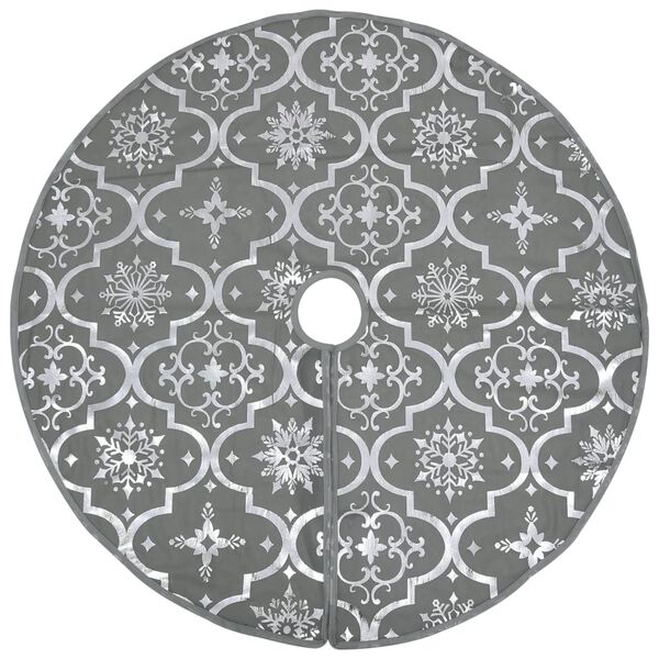 vidaXL Christmas Tree Skirt Grey 100% Polyester Large Decorative Inlays
