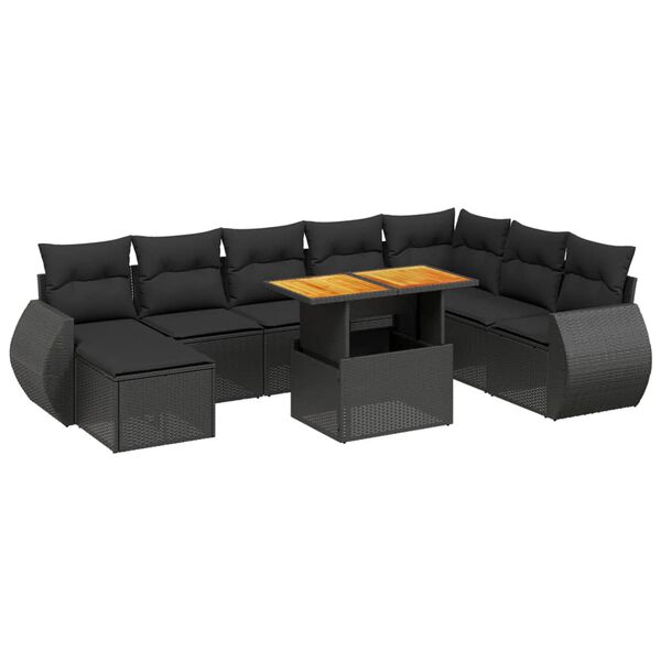 vidaXL Garden Sofa Set Black