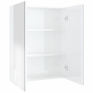 vidaXL Mirror Cabinet Shiny White MDF with melamine surface, glass