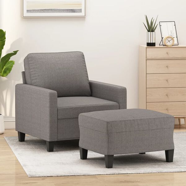 vidaXL Sofa Chair with Footstool Taupe 23.6" Fabric