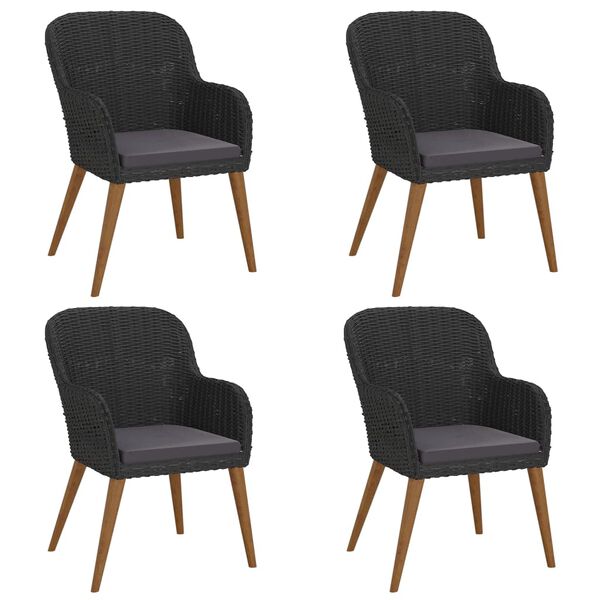 vidaXL Garden Dining Set Black Solid Acacia Wood 5 Piece Set Durable