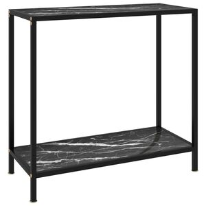 vidaXL Console Table Black Tempered glass, powder-coated steel