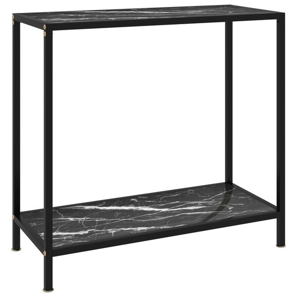 vidaXL Console Table Black Tempered glass, powder-coated steel