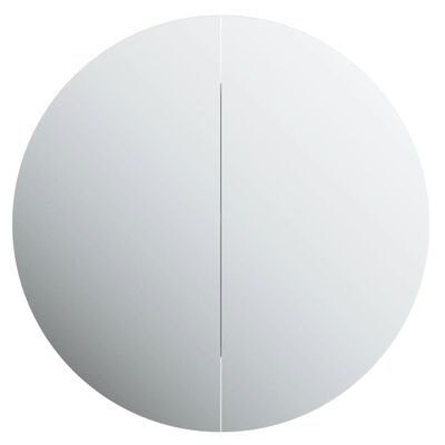 vidaXL Bathroom Cabinet with Round Mirror&LED White 21.3"x21.3"x6.9"